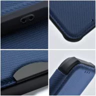   Xiaomi Redmi 13C 4G / Poco C65, Oldalra nyíló tok, légpárnás sarok, bőrhatású, karbon minta, Razor Book, kék