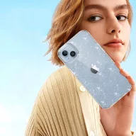   Samsung Galaxy S23 FE SM-S711, Műanyag hátlap védőtok + szilikon keret, csillogó hátlap, FlexAir Hybrid Glitter, átlátszó
