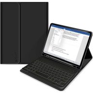  Apple iPad 10.9 (2022) / iPad 11 (2025), Bluetooth billentyűzetes mappa tok, érintőceruza tartó, érintőceruza nélkül, TP SC Pen Holder + Keyboard, fekete