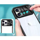 Apple iPhone 14, Műanyag hátlap + szilikon keret, átlátszó akril hátlap, kamera védelem, Wooze Trendy, rózsaszín/kék