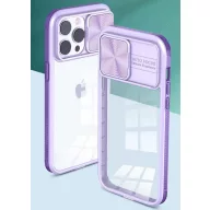   Apple iPhone 14, Műanyag hátlap + szilikon keret, átlátszó akril hátlap, kamera védelem, Wooze Trendy, rózsaszín/kék