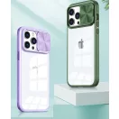 Apple iPhone 14, Műanyag hátlap + szilikon keret, átlátszó akril hátlap, kamera védelem, Wooze Trendy, rózsaszín/kék