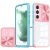 Samsung Galaxy S24 SM-S921, Műanyag hátlap + szilikon keret, átlátszó akril hátlap, kamera védelem, Wooze Trendy, rózsaszín/kék