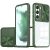Samsung Galaxy S24 SM-S921, Műanyag hátlap + szilikon keret, átlátszó akril hátlap, kamera védelem, Wooze Trendy, zöld