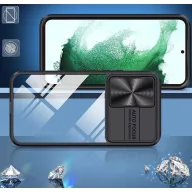   Samsung Galaxy S22 Ultra 5G SM-S908, Műanyag hátlap + szilikon keret, átlátszó akril hátlap, kamera védelem, Wooze Trendy, zöld