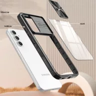  Samsung Galaxy A14 4G / A14 5G SM-A145F / A146B, Műanyag hátlap + szilikon keret, átlátszó akril hátlap, kamera védelem, Wooze Trendy, zöld