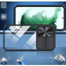 Samsung Galaxy A13 5G / A04s SM-A136U / A047F, Műanyag hátlap + szilikon keret, átlátszó akril hátlap, kamera védelem, Wooze Trendy, sötétkék