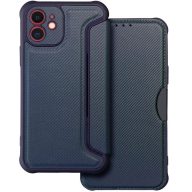   Xiaomi Redmi Note 13 Pro 4G / Poco M6 Pro 4G, Oldalra nyíló tok, légpárnás sarok, bőrhatású, karbon minta, Razor Book, kék