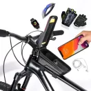 Univerzális, kerékpáros / biciklis tartó, táska, 7", vázra szerelhető, vízálló, napellenző, TP V2 Bike "M", fekete