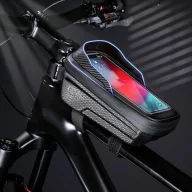   Univerzális, kerékpáros / biciklis tartó, táska, 7", vázra szerelhető, vízálló, napellenző, TP V2 Bike "M", fekete