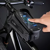   Univerzális, kerékpáros / biciklis tartó, táska, 7", vázra szerelhető, vízálló, napellenző, fülhallgató kimenet, TP V2 Bike "L", fekete