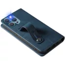 Apple iPhone 16, Oldalra nyíló tok, stand, kártyatartóval, kézpánttal, Wooze Business Plus, kék