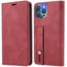 Apple iPhone 16, Oldalra nyíló tok, stand, kártyatartóval, kézpánttal, Wooze Business Plus, piros