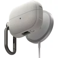   Bluetooth fülhallgató töltőtok tartó, szilikon, Magsafe és vezeték nélküli töltés támogatás, karabiner, Galaxy Buds 3 / 3 Pro kompatibilis, Ringke Onyx Magnetic, szürke