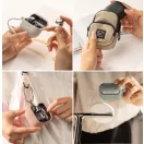 Bluetooth fülhallgató töltőtok tartó, szilikon, Magsafe és vezeték nélküli töltés támogatás, karabiner, Galaxy Buds 3 / 3 Pro kompatibilis, Ringke Onyx Magnetic, szürke