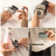   Bluetooth fülhallgató töltőtok tartó, szilikon, Magsafe és vezeték nélküli töltés támogatás, karabiner, Galaxy Buds 3 / 3 Pro kompatibilis, Ringke Onyx Magnetic, szürke
