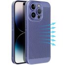 Apple iPhone 16 Pro Max, Műanyag hátlap védőtok, légáteresztő, lyukacsos minta, Breezy, kék