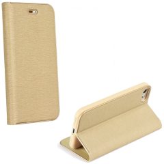   Apple iPhone 16, Oldalra nyíló tok, stand, Luna Book, arany