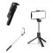 Prémium selfie bot, 19 - 70 cm, forgatható, exponáló gombbal, bluetooth-os, v4.0, tripod, világítással, R1S, fekete