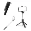 Prémium selfie bot, 19 - 70 cm, forgatható, exponáló gombbal, bluetooth-os, v4.0, tripod, világítással, R1S, fekete