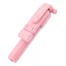 Prémium selfie bot, 19 - 70 cm, forgatható, exponáló gombbal, bluetooth-os, v4.0, tripod, világítással, R1S, rózsaszín