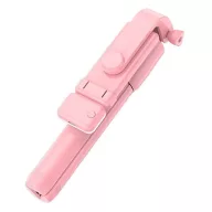   Prémium selfie bot, 19 - 70 cm, forgatható, exponáló gombbal, bluetooth-os, v4.0, tripod, világítással, R1S, rózsaszín