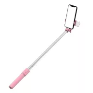   Prémium selfie bot, 19 - 70 cm, forgatható, exponáló gombbal, bluetooth-os, v4.0, tripod, világítással, R1S, rózsaszín