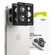   Apple iPhone 16 Pro / 16 Pro Max, Kamera lencsevédő fólia, ütésálló fólia, Tempered Glass (edzett üveg), alumínium keret, Ringke Camera Frame Protector, fekete
