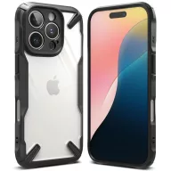   Apple iPhone 16 Pro Max, Műanyag hátlap + szilikon keret, közepesen ütésálló, Ringke Fusion X, átlátszó/fekete
