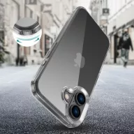   Apple iPhone 16, Műanyag hátlap védőtok + szilikon keret, FlexAir Hybrid, átlátszó