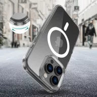   Apple iPhone 16 Pro, Műanyag hátlap védőtok + szilikon keret, Magsafe töltővel kompatibilis, FlexAir Hybrid Magsafe, átlátszó