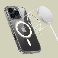   Apple iPhone 16 Pro, Műanyag hátlap védőtok + szilikon keret, Magsafe töltővel kompatibilis, FlexAir Hybrid Magsafe, átlátszó