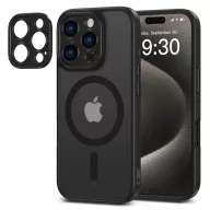   Apple iPhone 16 Pro Max, Műanyag hátlap védőtok + szilikon keret, Magsafe töltővel kompatibilis, kameravédő kerettel, Magcam Magsafe, áttetsző/fekete