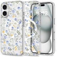   Apple iPhone 16, Műanyag hátlap védőtok + szilikon keret, Magsafe töltővel kompatibilis, tavaszi virág minta, Magmood Magsafe Spring Flowers, mintás/átlátszó