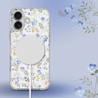   Apple iPhone 16, Műanyag hátlap védőtok + szilikon keret, Magsafe töltővel kompatibilis, tavaszi virág minta, Magmood Magsafe Spring Flowers, mintás/átlátszó