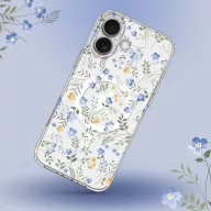   Apple iPhone 16, Műanyag hátlap védőtok + szilikon keret, Magsafe töltővel kompatibilis, tavaszi virág minta, Magmood Magsafe Spring Flowers, mintás/átlátszó