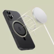   Apple iPhone 16, Műanyag hátlap védőtok + szilikon keret, közepesen ütésálló, Magsafe töltővel kompatibilis, Magslim Magsafe, áttetsző/fekete