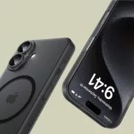   Apple iPhone 16, Műanyag hátlap védőtok + szilikon keret, közepesen ütésálló, Magsafe töltővel kompatibilis, Magslim Magsafe, áttetsző/fekete