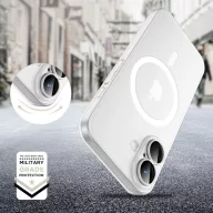   Apple iPhone 16, Műanyag hátlap védőtok + szilikon keret, közepesen ütésálló, Magsafe töltővel kompatibilis, Magslim Magsafe, áttetsző/fehér