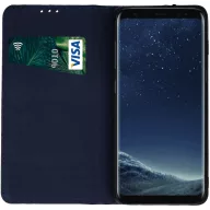   Apple iPhone 16 Pro Max, Oldalra nyíló tok, valódi bőrtok, stand, Smart Pro, sötétkék