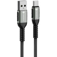   USB töltő- és adatkábel, USB Type-C, 120 cm, 3000 mA, 66W, törésgátlóval, gyorstöltés, QC 3.0, cipőfűző minta, Forcell F-Energy C256, fekete