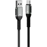   USB töltő- és adatkábel, USB Type-C, 120 cm, 3000 mA, 66W, törésgátlóval, gyorstöltés, QC 3.0, cipőfűző minta, Forcell F-Energy C256, fekete