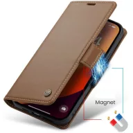   Google Pixel 9 / 9 Pro, Oldalra nyíló tok, stand, kártyatartóval, RFID technológiával, Wooze CaseME, barna
