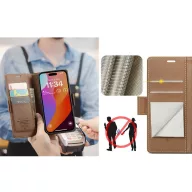   Google Pixel 9 / 9 Pro, Oldalra nyíló tok, stand, kártyatartóval, RFID technológiával, Wooze CaseME, barna