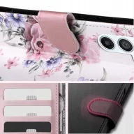   Xiaomi Redmi 14C / Poco C75, Oldalra nyíló tok, stand, mágnes csattal, virág minta, TP Wallett Blossom Flower, fehér/színes