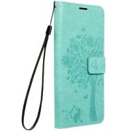   Samsung Galaxy A16 4G / A16 5G SM-A165F / A166B, Oldalra nyíló tok, kártyatartóval, kézpánttal, Fa minta, Mezzo Book, mintás/zöld