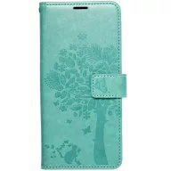   Samsung Galaxy A16 4G / A16 5G SM-A165F / A166B, Oldalra nyíló tok, kártyatartóval, kézpánttal, Fa minta, Mezzo Book, mintás/zöld