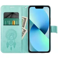   Samsung Galaxy A16 4G / A16 5G SM-A165F / A166B, Oldalra nyíló tok, kártyatartóval, kézpánttal, Álomfogó minta, Mezzo Book, mintás/zöld