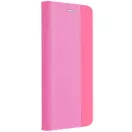 Samsung Galaxy A16 4G / A16 5G SM-A165F / A166B, Oldalra nyíló tok, stand, kártyatartóval, textil minta, Sensitive Book, rózsaszín