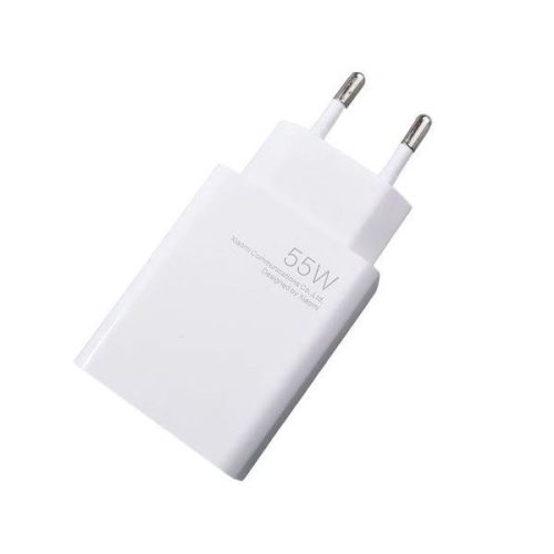 Hálózati töltő adapter, 55W, USB aljzat, gyorstöltés, Xiaomi, fehér, gyári